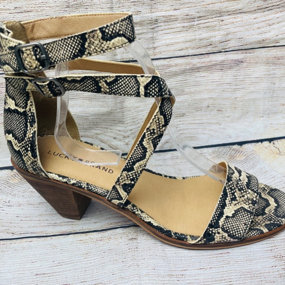 Lucky Brand Ressia Size 10M Women Leather Ankle Strap Heel Sandals - Picture 6 of 11
